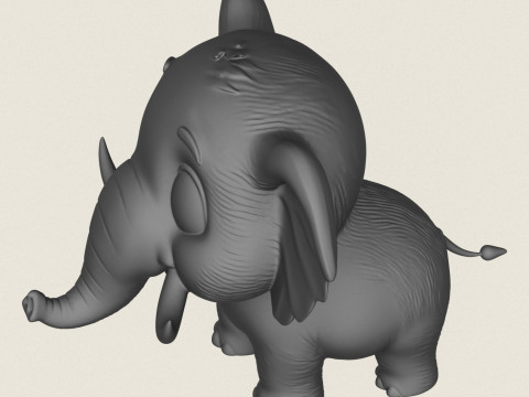 Cartoon Elephant 3D Print Model