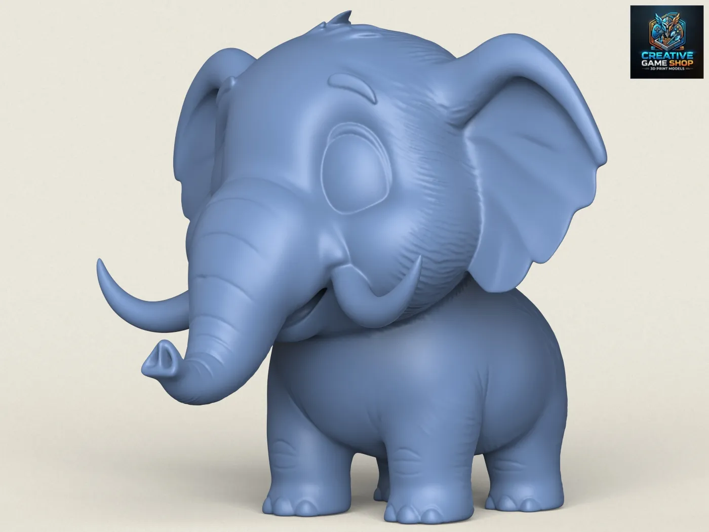 Cartoon Elephant 3D Print Model .c4d .max .obj .3ds .fbx .stl .blend 