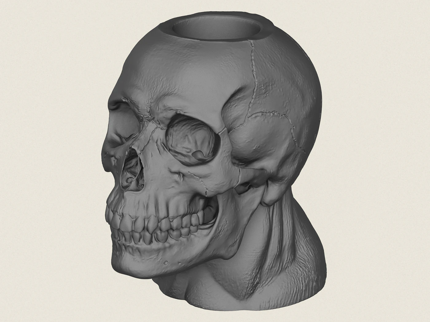 Human Skull Pot Vase 3D Print Model .c4d .max .obj .3ds .fbx .stl .blend
