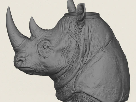 Rhinoceros Head Vase 3D Print Model