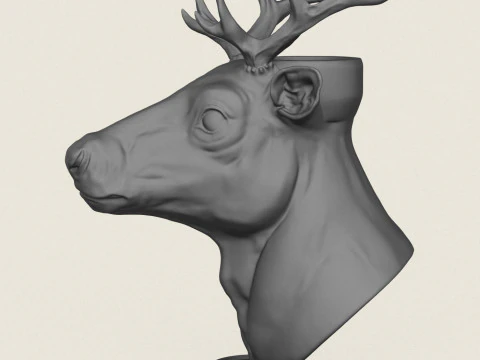 Deer Head Candle Holder 3D Print Model