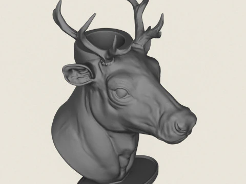 Deer Head Candle Holder 3D Print Model