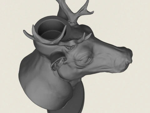 Deer Head Candle Holder 3D Print Model