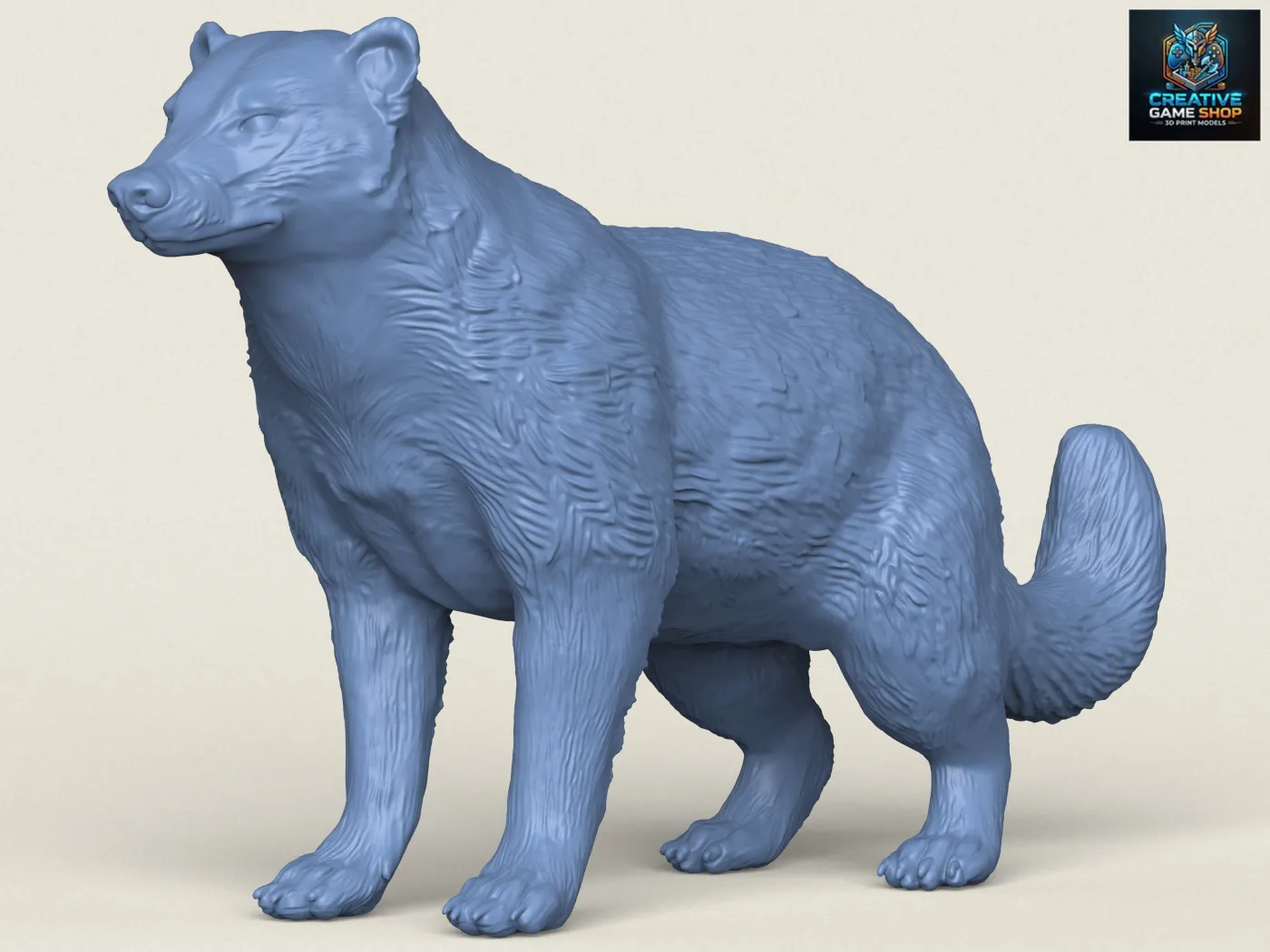Wild Badger Animal 3D Print Model .c4d .max .obj .3ds .fbx .stl .blend 