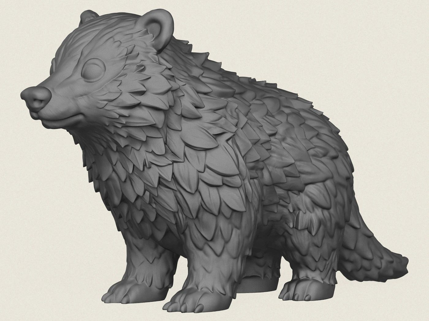 Badger Toon Animal 3D Print Model .c4d .max .obj .3ds .fbx .stl .blend 