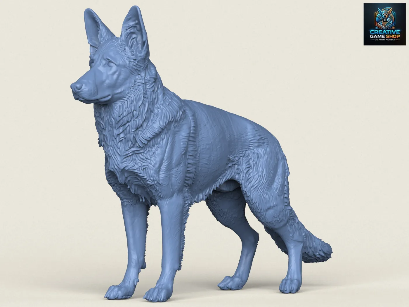 German Shepherd Dog 3D Print Model .c4d .max .obj .3ds .fbx .stl .blend 