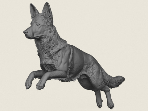 Немецкая овчарка в прыжке 3D Принт Модель