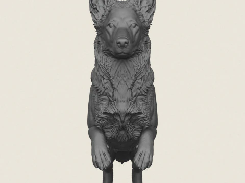 German Shepherd Dog Jumping 3D Print Model