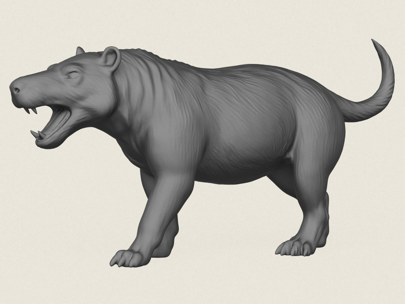 Wild Jurassic Dog 3D Print Model .c4d .max .obj .3ds .fbx .stl .blend