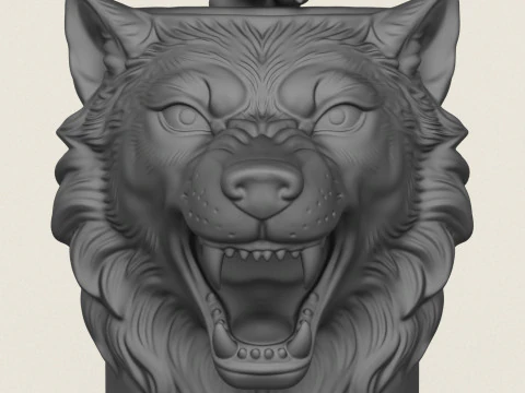 Tazza elegante con testa di lupo Modello di stampa 3D