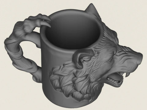 Tazza elegante con testa di lupo Modello di stampa 3D