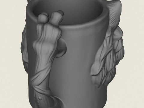 Tazza elegante con testa di lupo Modello di stampa 3D