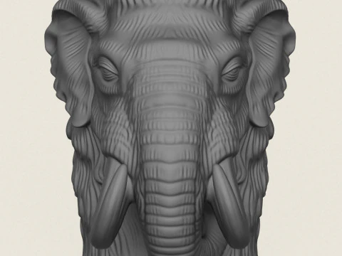 Mammoth Elephant Head Mug 3D Print Model