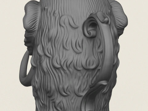 Mammoth Elephant Head Mug 3D Print Model