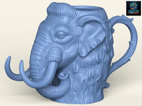 Tazza con testa di elefante mammut Modello di stampa 3D