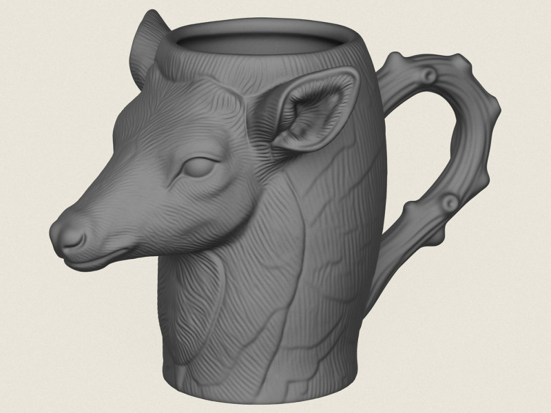 Deer Head Mug 3D Print Model .c4d .max .obj .3ds .fbx .stl .blend 