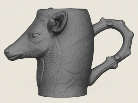 Deer Head Mug 3D Print Model