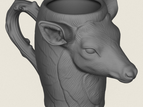 Deer Head Mug 3D Print Model