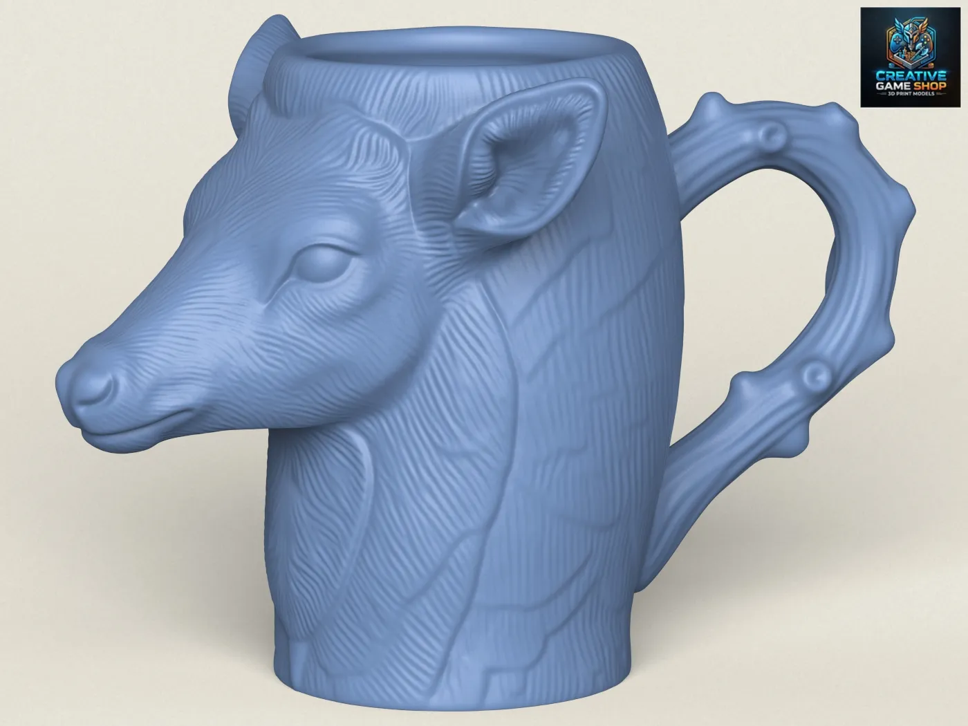 Deer Head Mug 3D Print Model .c4d .max .obj .3ds .fbx .stl .blend 