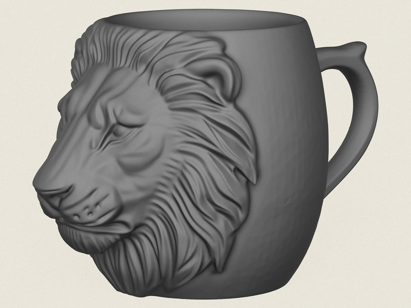 Lion Head Mug 3D Print Model .c4d .max .obj .3ds .fbx .stl .blend 