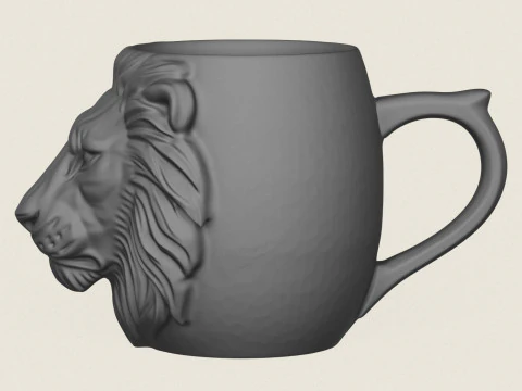 Lion Head Mug 3D Print Model