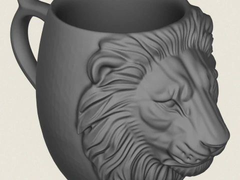 Lion Head Mug 3D Print Model