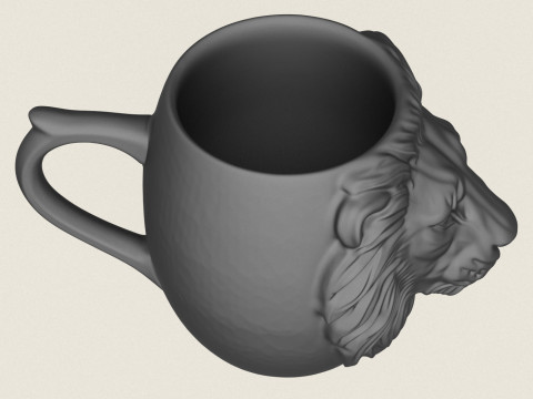 Lion Head Mug 3D Print Model