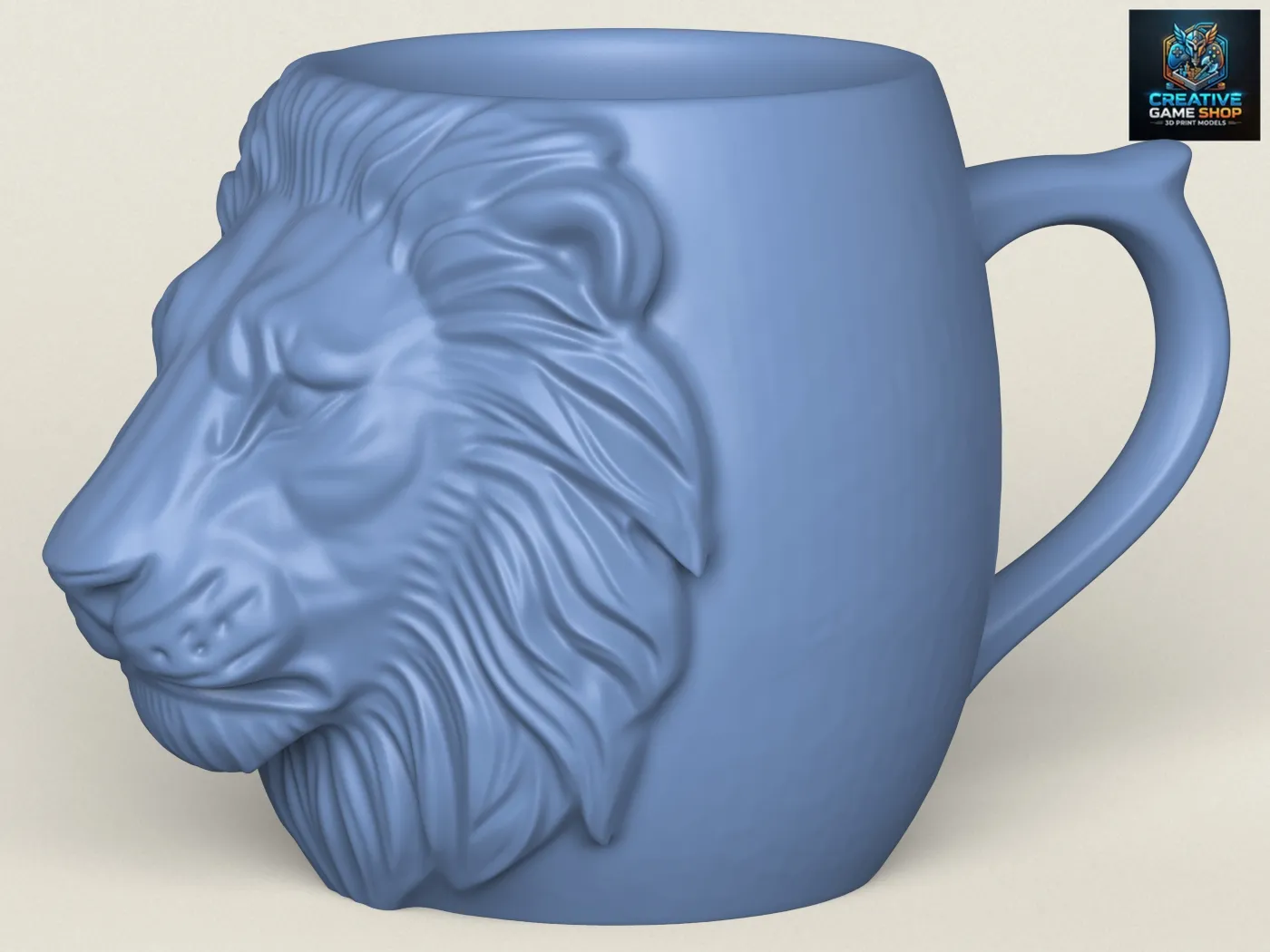 Lion Head Mug 3D Print Model .c4d .max .obj .3ds .fbx .stl .blend