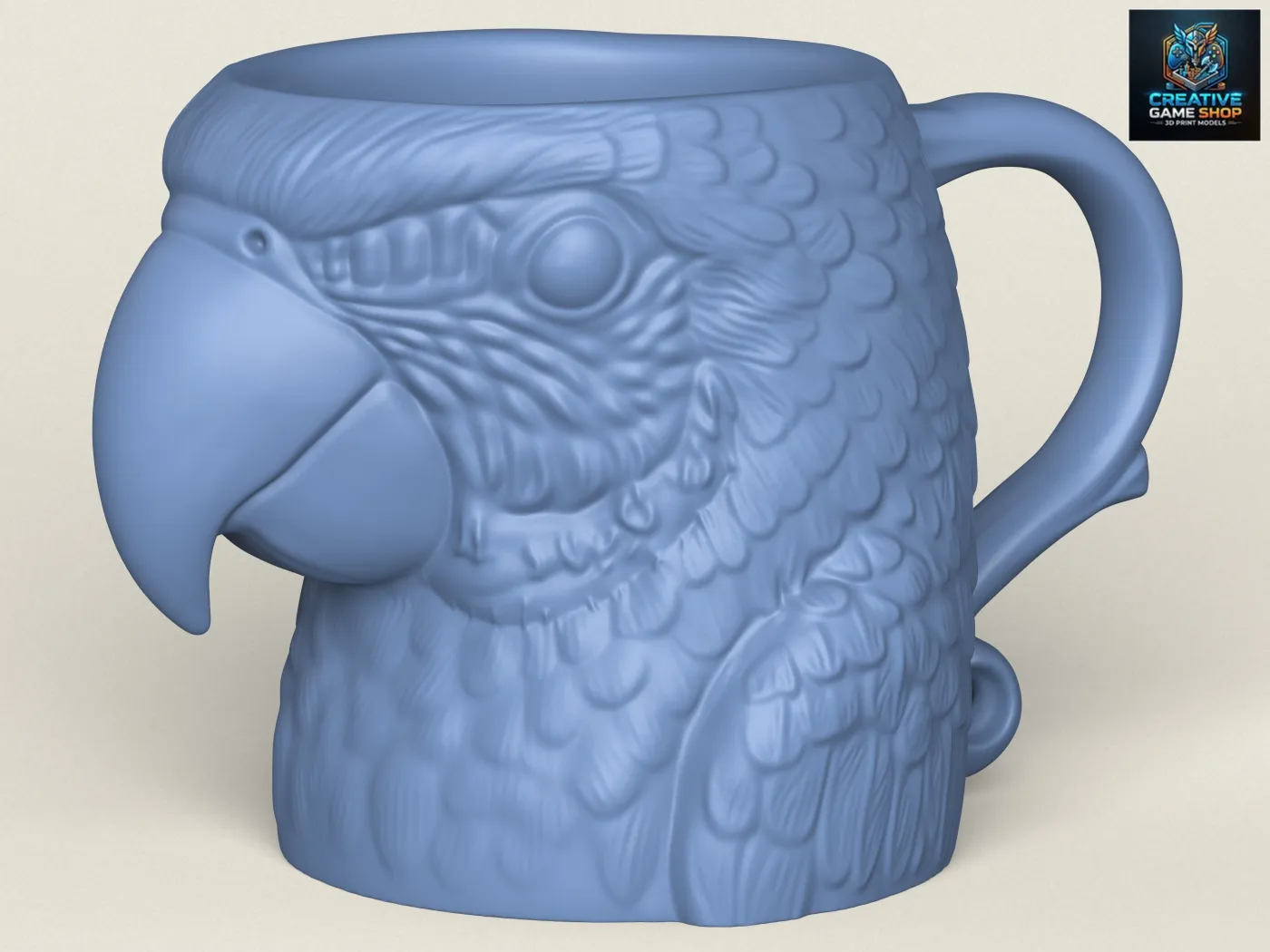 Parrot Face Mug 3D Print Model .c4d .max .obj .3ds .fbx .stl .blend 