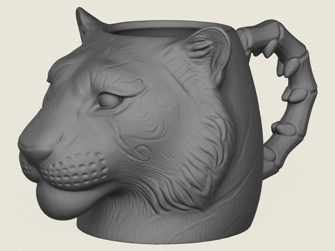 Tiger Head Mug 3D Print Model .c4d .max .obj .3ds .fbx .stl .blend