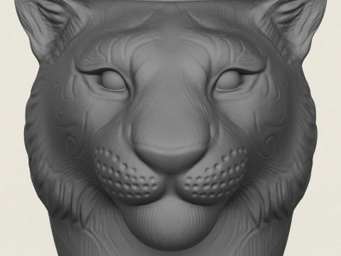 Tiger Head Mug 3D Print Model