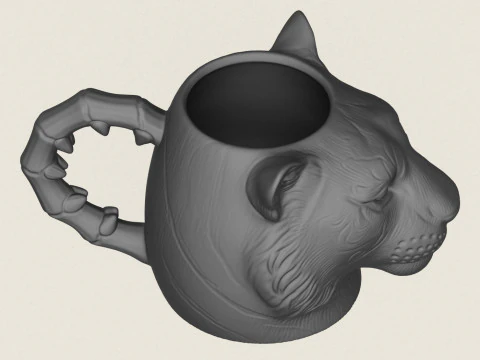 Tiger Head Mug 3D Print Model