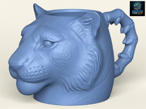 Tiger Head Mug 3D Print Model