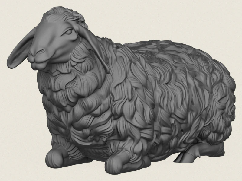 Pecora seduta Modello di stampa 3D .c4d .max .obj .3ds .fbx .stl .blend