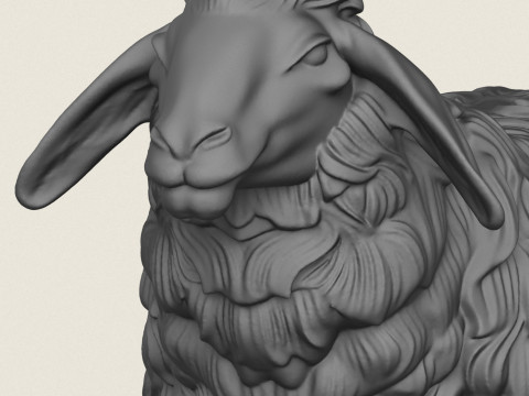 座っている羊 3Dプリントモデル