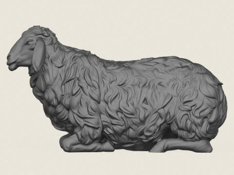 Pecora seduta Modello di stampa 3D