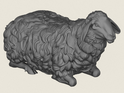 座っている羊 3Dプリントモデル