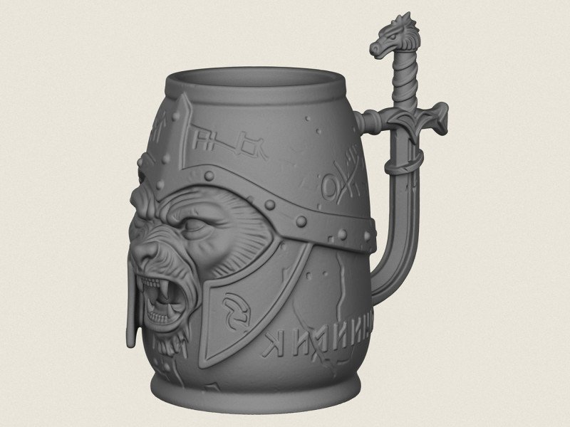 Ancient Warrior Beer Mug 3D Print Model .c4d .max .obj .3ds .fbx .stl .blend
