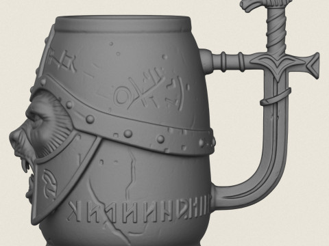 Ancient Warrior Beer Mug 3D Print Model
