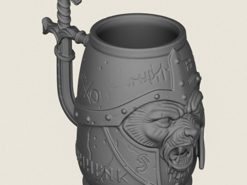 Ancient Warrior Beer Mug 3D Print Model