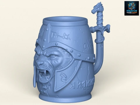 Caneca de cerveja de guerreiro antigo Modelo de Impressão 3D