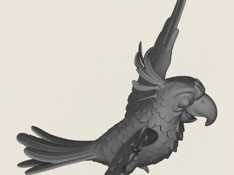 Scarlet Macaw Parrot Flying 3D Print Model