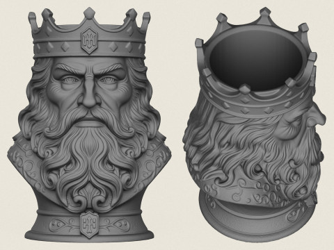戦士王の顔の花瓶 3Dプリントモデル