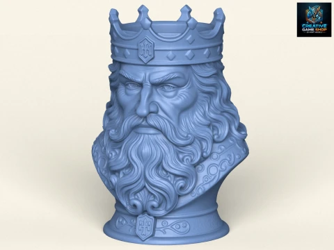 Vaso com Rosto do Rei Guerreiro Modelo de Impressão 3D
