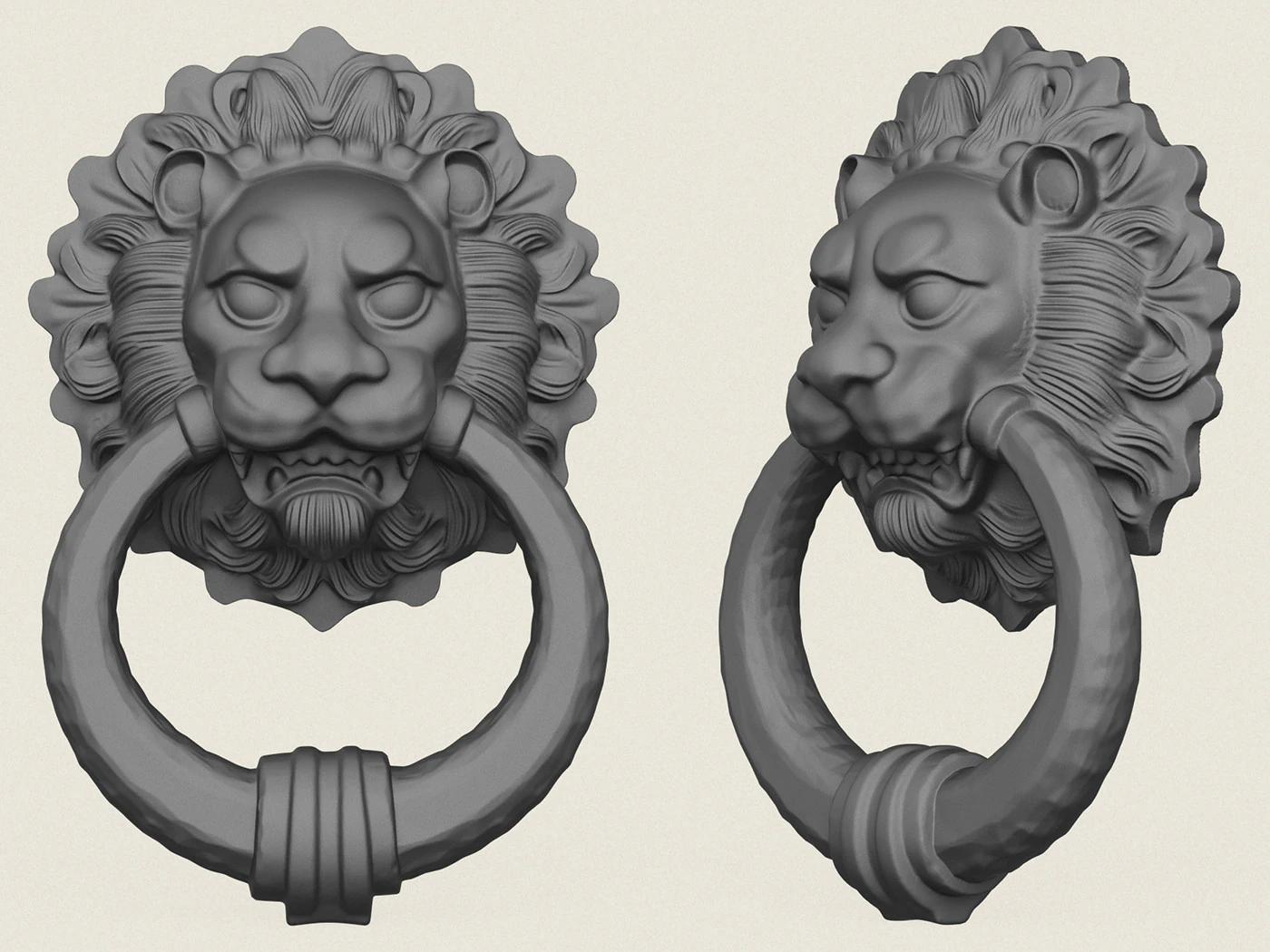 Lion Head Decorative Art 3D Print Model .c4d .max .obj .3ds .fbx .stl .blend 