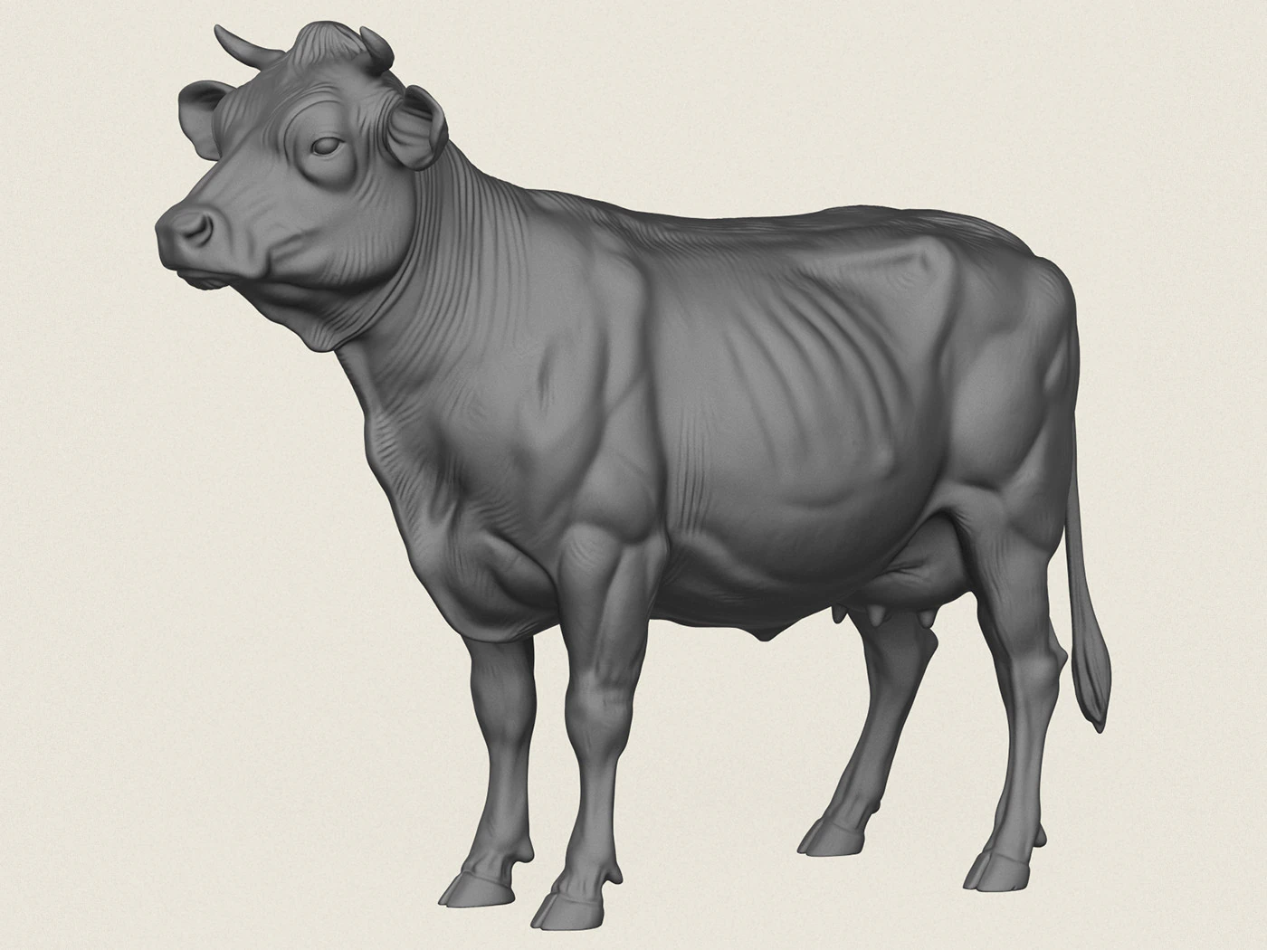 Корова стоїть 3D Принт Модель .c4d .max .obj .3ds .fbx .stl .blend 