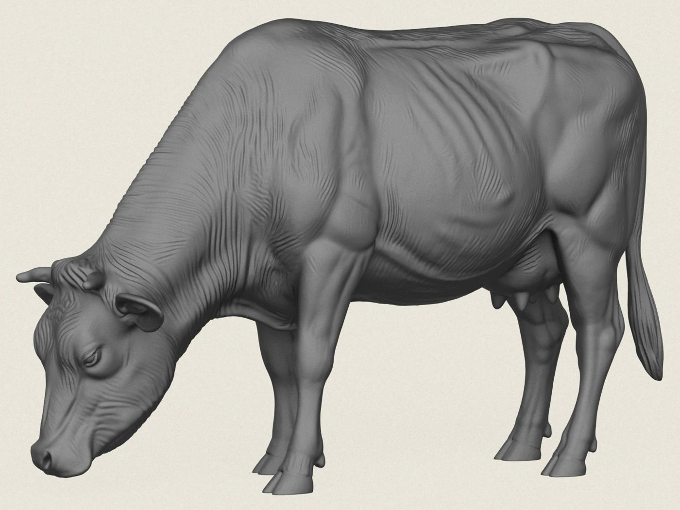 İnek Yeme 3D Baskı Modeli .c4d .max .obj .3ds .fbx .stl .blend 