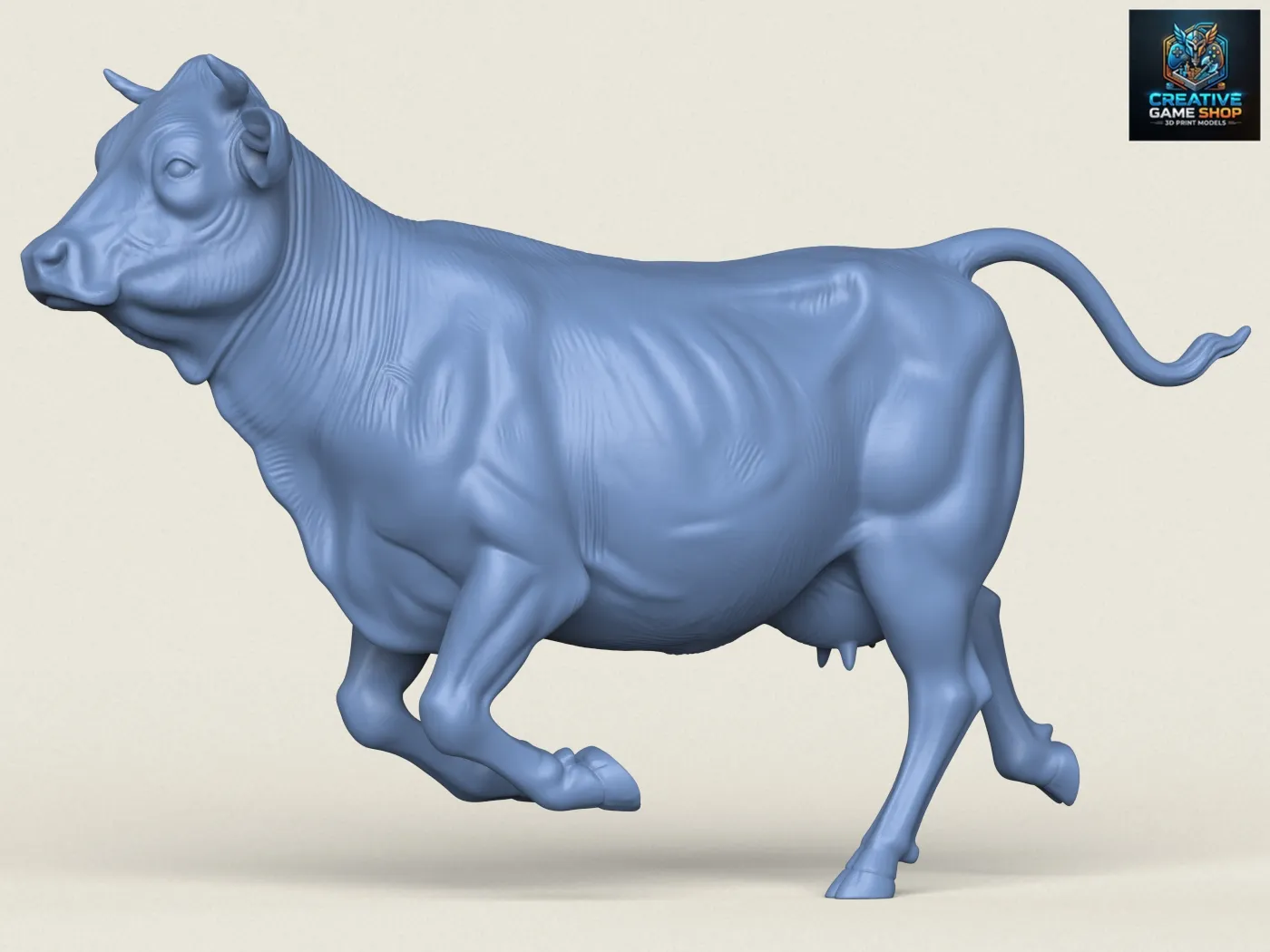 Cow Running 3D Print Model .c4d .max .obj .3ds .fbx .stl .blend 
