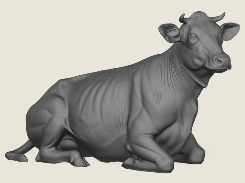 İnek Oturuyor 3D Baskı Modeli .c4d .max .obj .3ds .fbx .stl .blend 