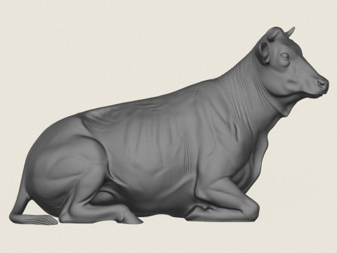 İnek Oturuyor 3D Baskı Modeli